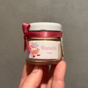 Mini vela aromática para lembrança – acabamento em fita mimosa